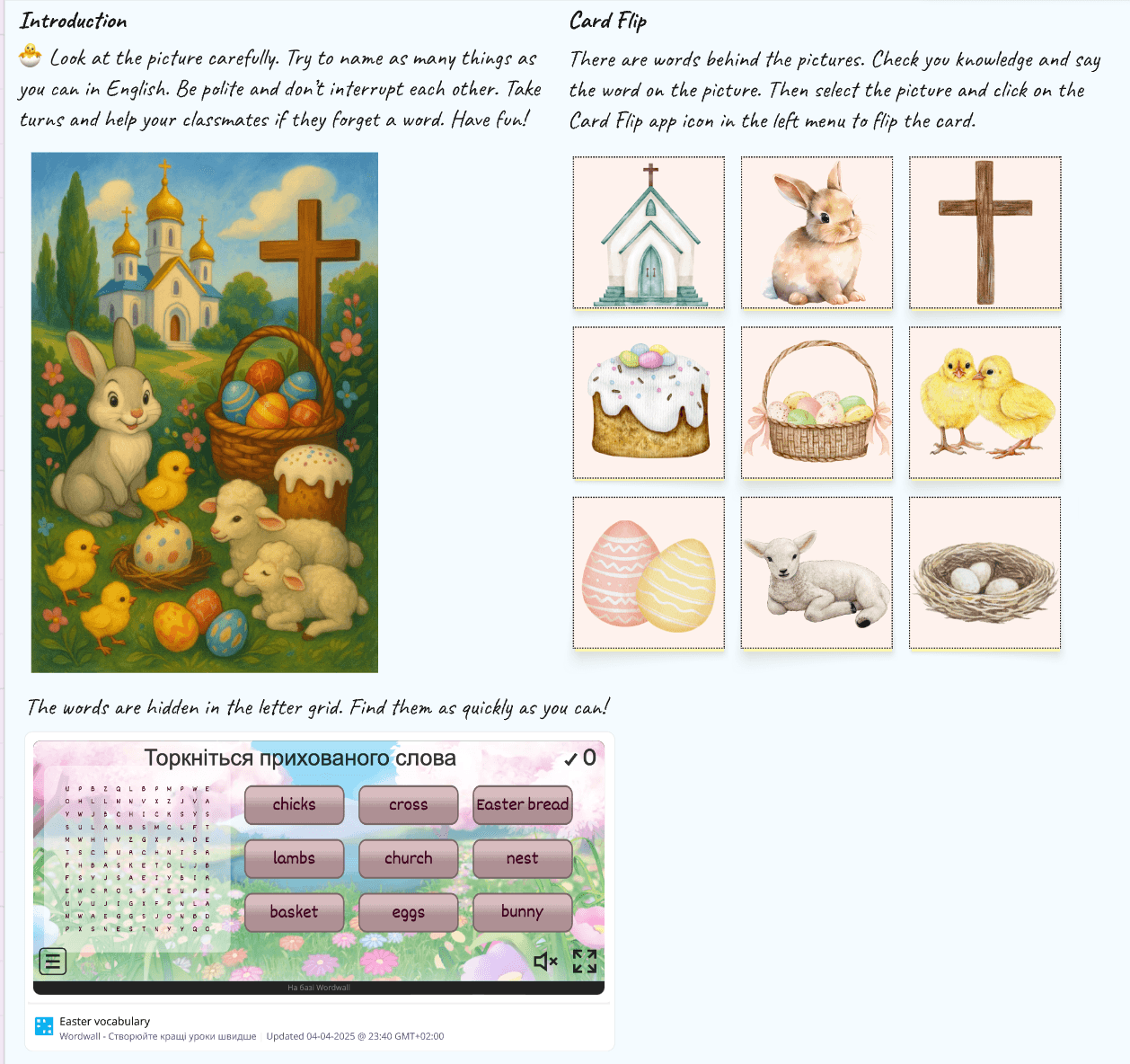 Easter English lesson A2/A2+ preview 2
