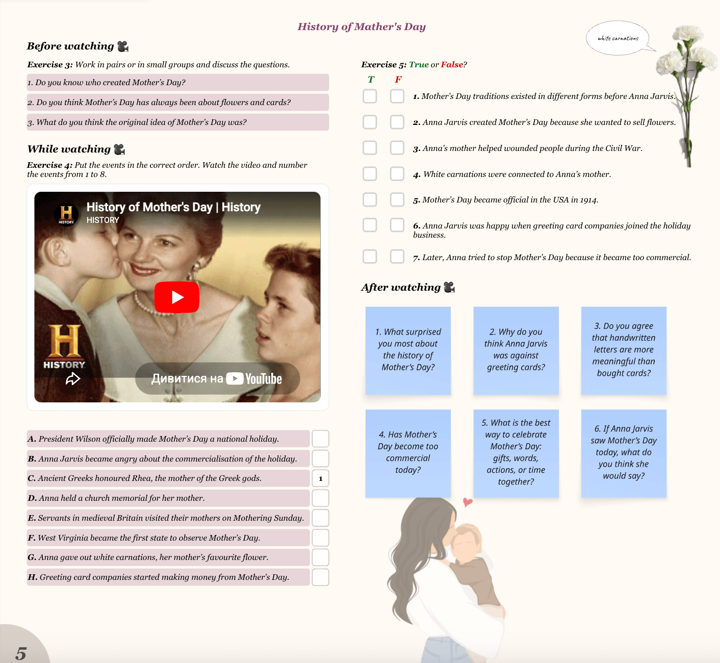 Mother's Day Lesson Plan B1/B2 preview 4